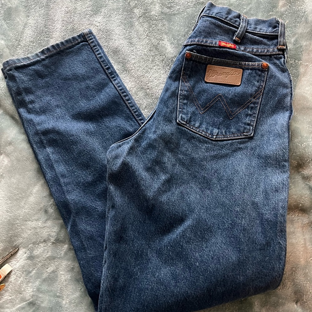 Vintage Wrangler Cowboy Cut Slim Fit Denim Jeans Womens 27x31 Prewashed Indigo